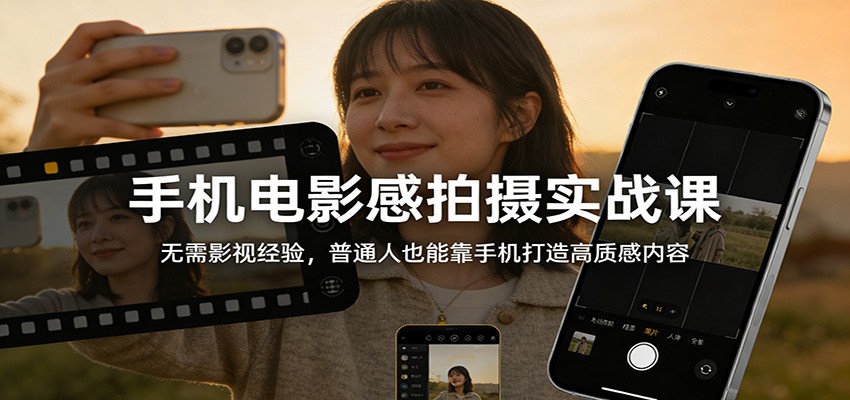手机电影感拍摄实战课：无需影视经验，普通人也能靠手机打造高质感内容-禾谷轻创网