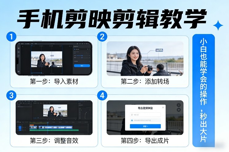 手机剪映剪辑教学，小白也能学会的操作，秒出大片-禾谷轻创网