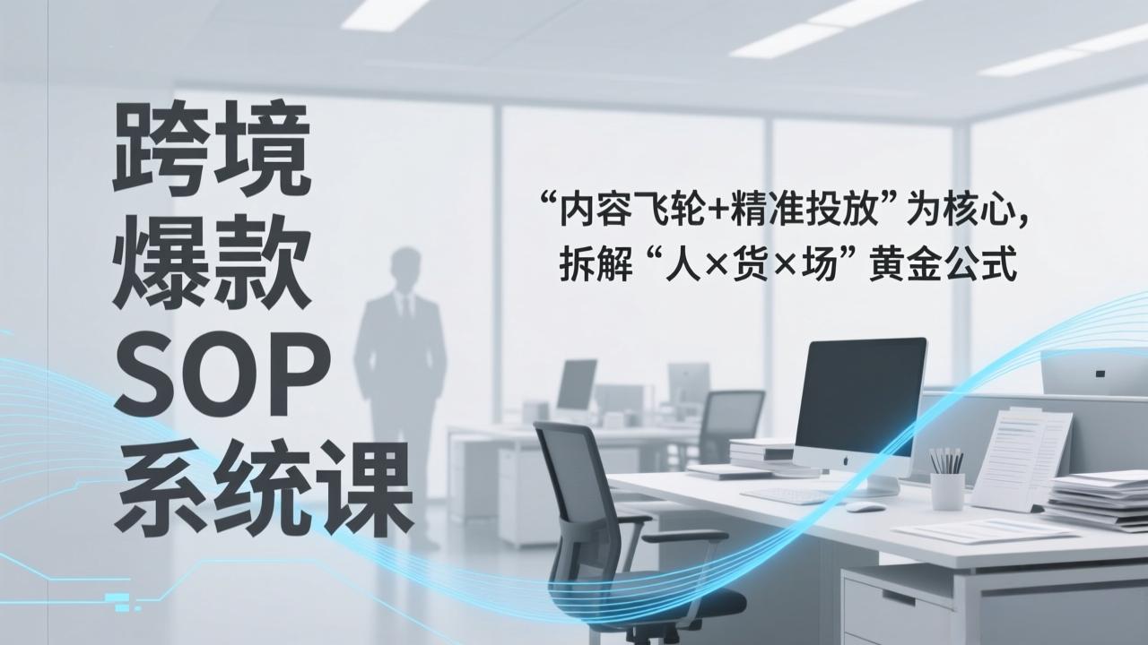 跨境爆款SOP系统课，“内容飞轮+精准投放”为核心，拆解“人×货×场”黄金公式-禾谷轻创网