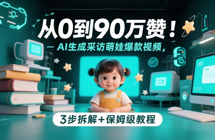 从0到90万赞：AI生成采访萌娃爆款视频，3步拆解+保姆级教程-禾谷轻创网