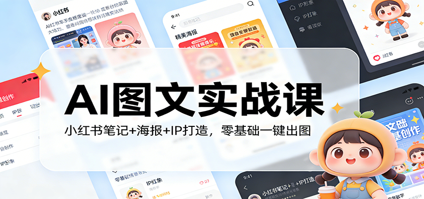 AI图文实战课：小红书笔记+海报+IP打造，零基础一键出图-禾谷轻创网