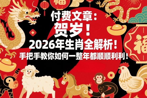 付费文章：贺岁！2026年生肖全解析！手把手教你如何一整年都顺顺利利！-禾谷轻创网