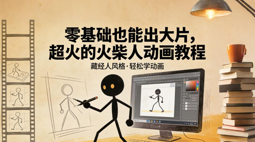零基础也能出大片，超火的火柴人动画教程(藏经人风格)-禾谷轻创网