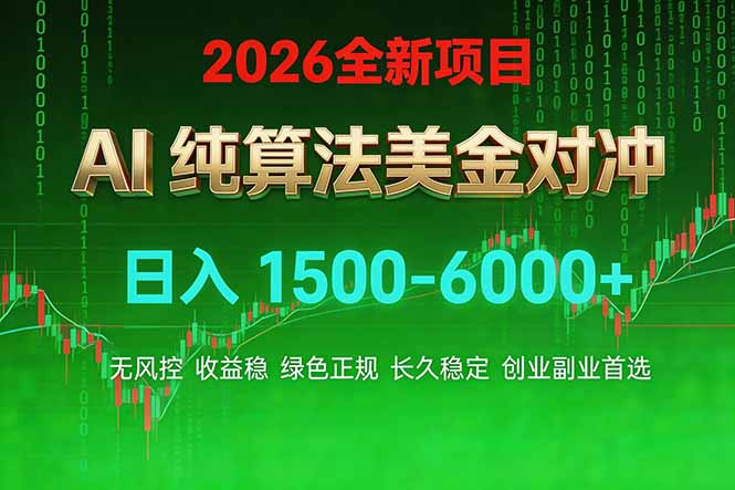 2026 全新美金对冲项目，不套平台赠金，不封号，纯算法对冲，日入 1500-6000+-禾谷轻创网