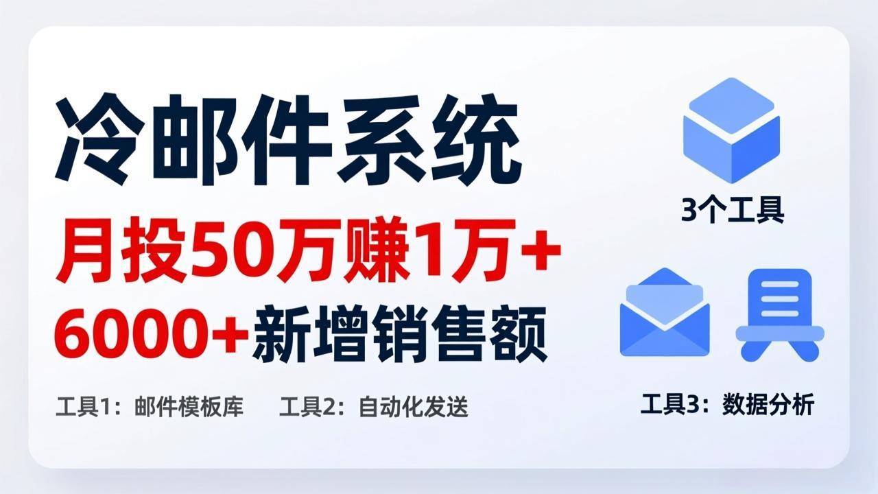 月投 50 刀赚 1 万 +！冷邮件系统：6000 + 新增销售额，靠 3 个工具轻松搞-禾谷轻创网