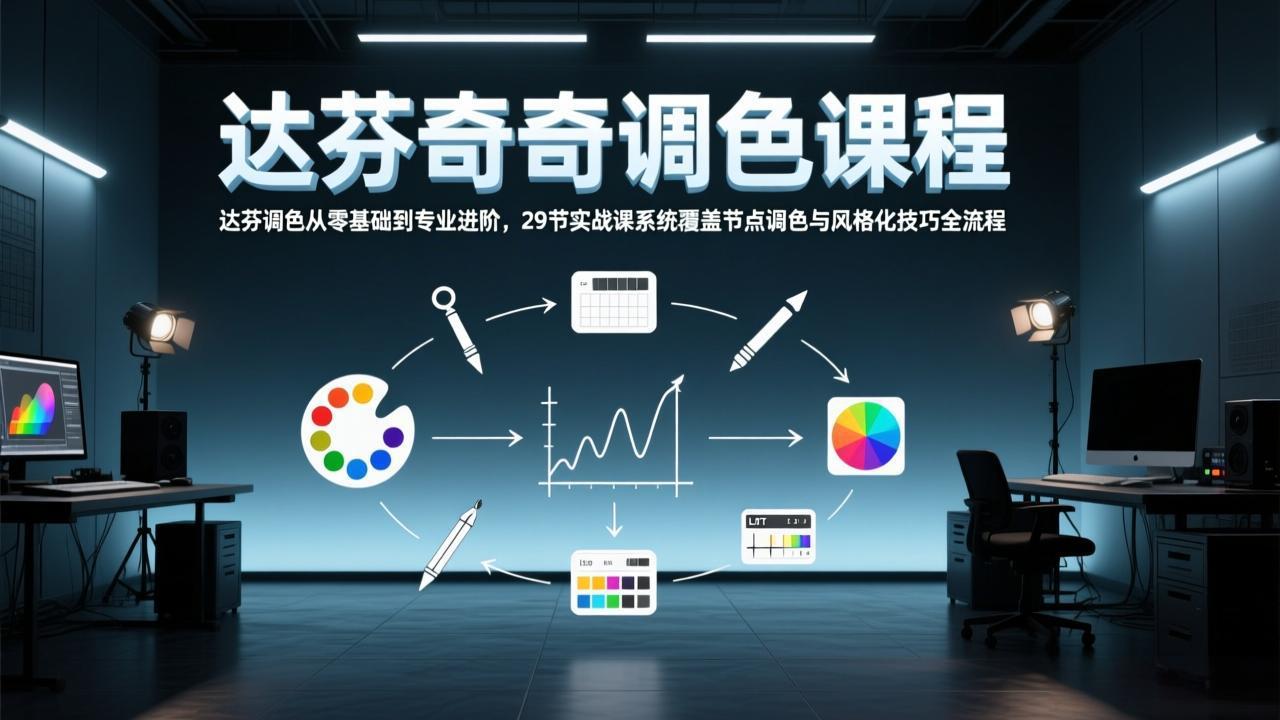 达芬奇调色从零基础到专业进阶，29节实战课系统覆盖节点调色与风格化技巧全流程-禾谷轻创网