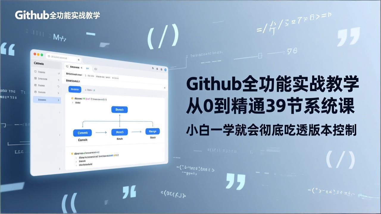 GitHub-全功能实战教学，从0到精通39节系统课，小白一学就会彻底吃透版本控制-禾谷轻创网