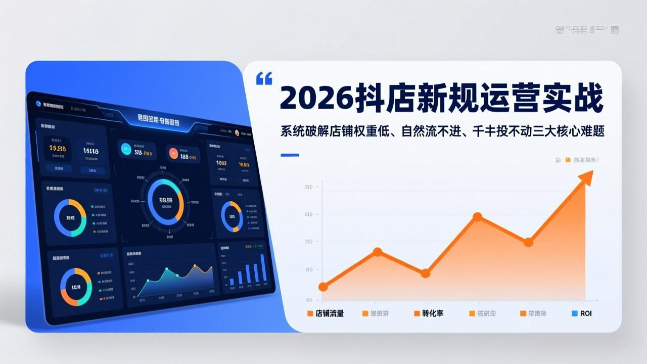 2026抖店新规运营实战：系统破解店铺权重低、自然流不进、千川投不动三大核心难题-禾谷轻创网