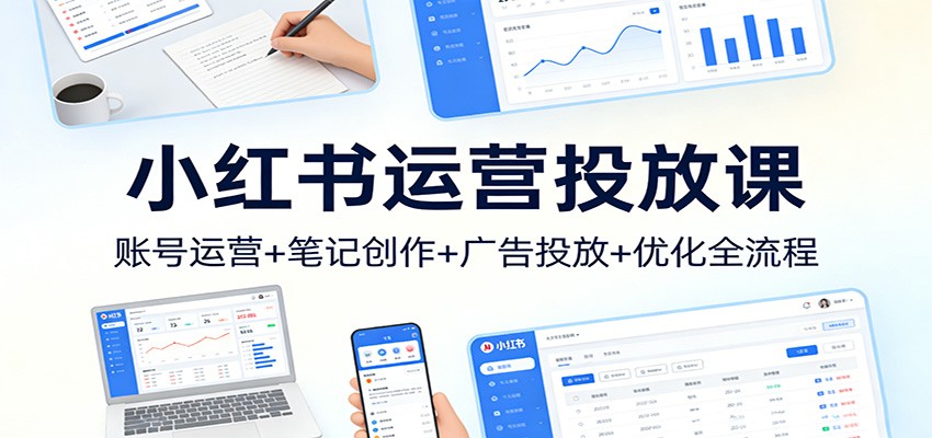 小红书运营投放课：账号运营+笔记创作+广告投放+优化全流程-禾谷轻创网