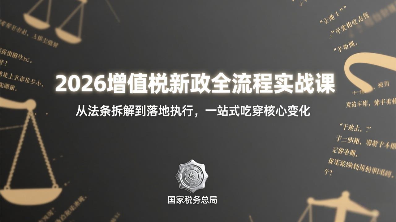 2026增值税新政全流程实战课：从法条拆解到落地执行，一站式吃透核心变化-禾谷轻创网