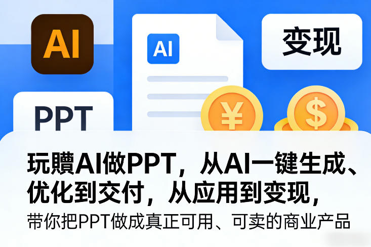 玩賺AI做PPT，从AI一键生成、优化到交付，从应用到变现，带你把PPT做成真正可用、可卖的商业产品-禾谷轻创网