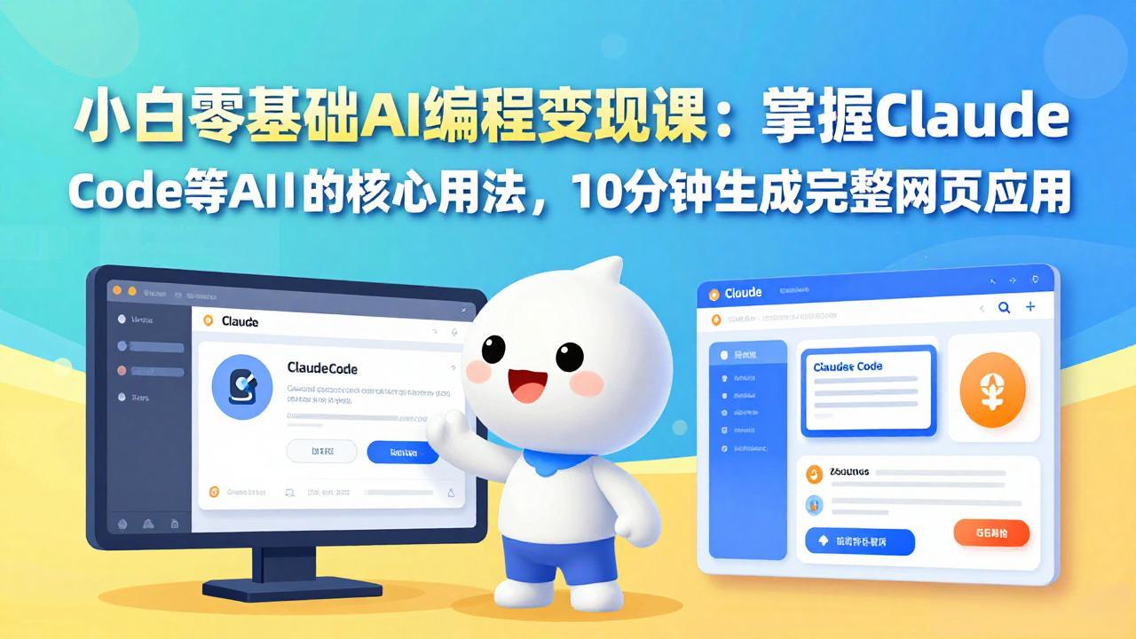 小白零基础AI编程变现课：掌握Claude Code等AI工具的核心用法，10分钟生成完整网页应用-禾谷轻创网