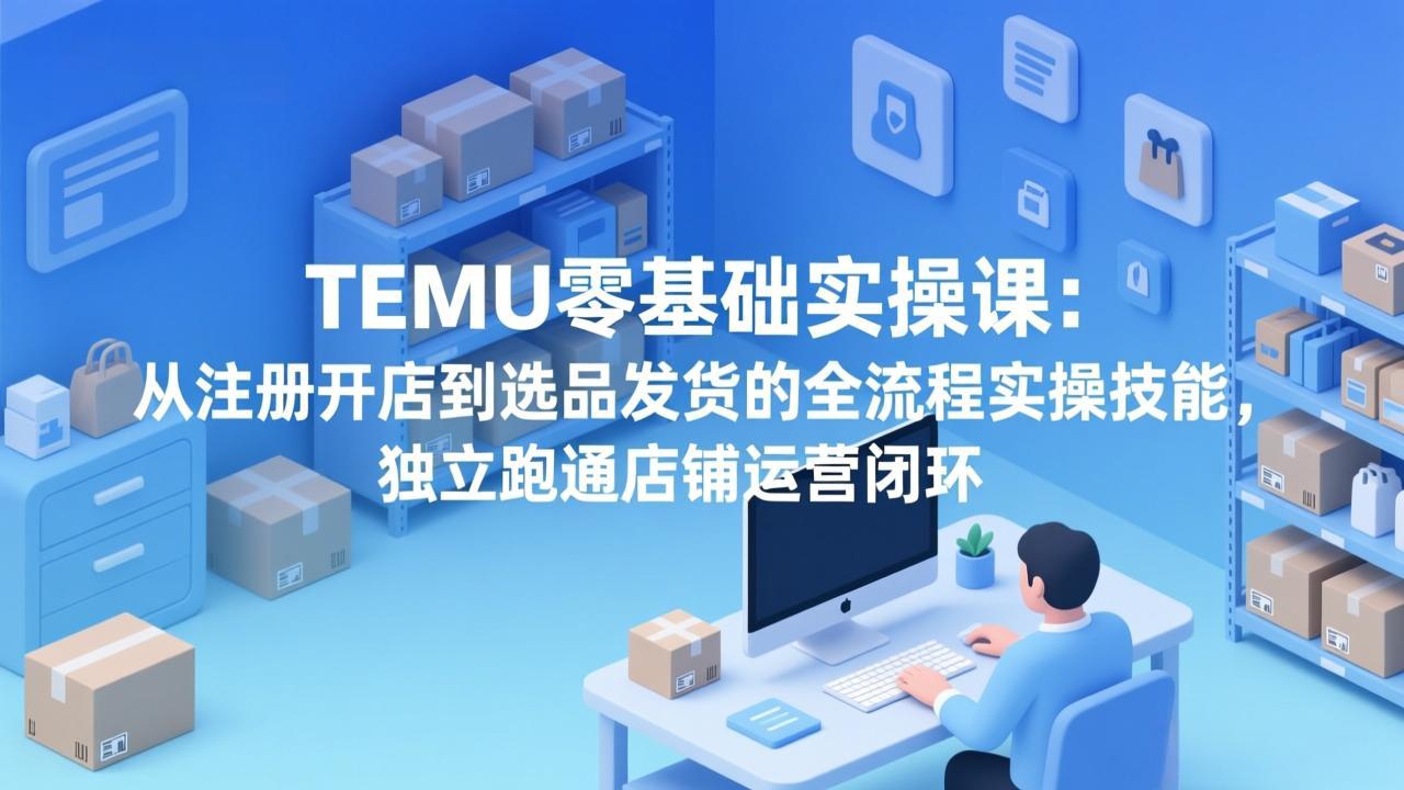 TEMU零基础实操课：从注册开店到选品发货的全流程实操技能，独立跑通店铺运营闭环-禾谷轻创网