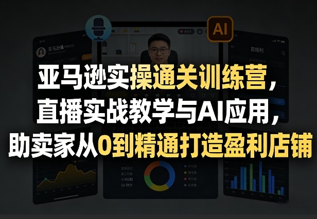 亚马逊实操通关训练营，直播实战教学与AI应用，助卖家从0到精通打造盈利店铺(更新3月)-禾谷轻创网