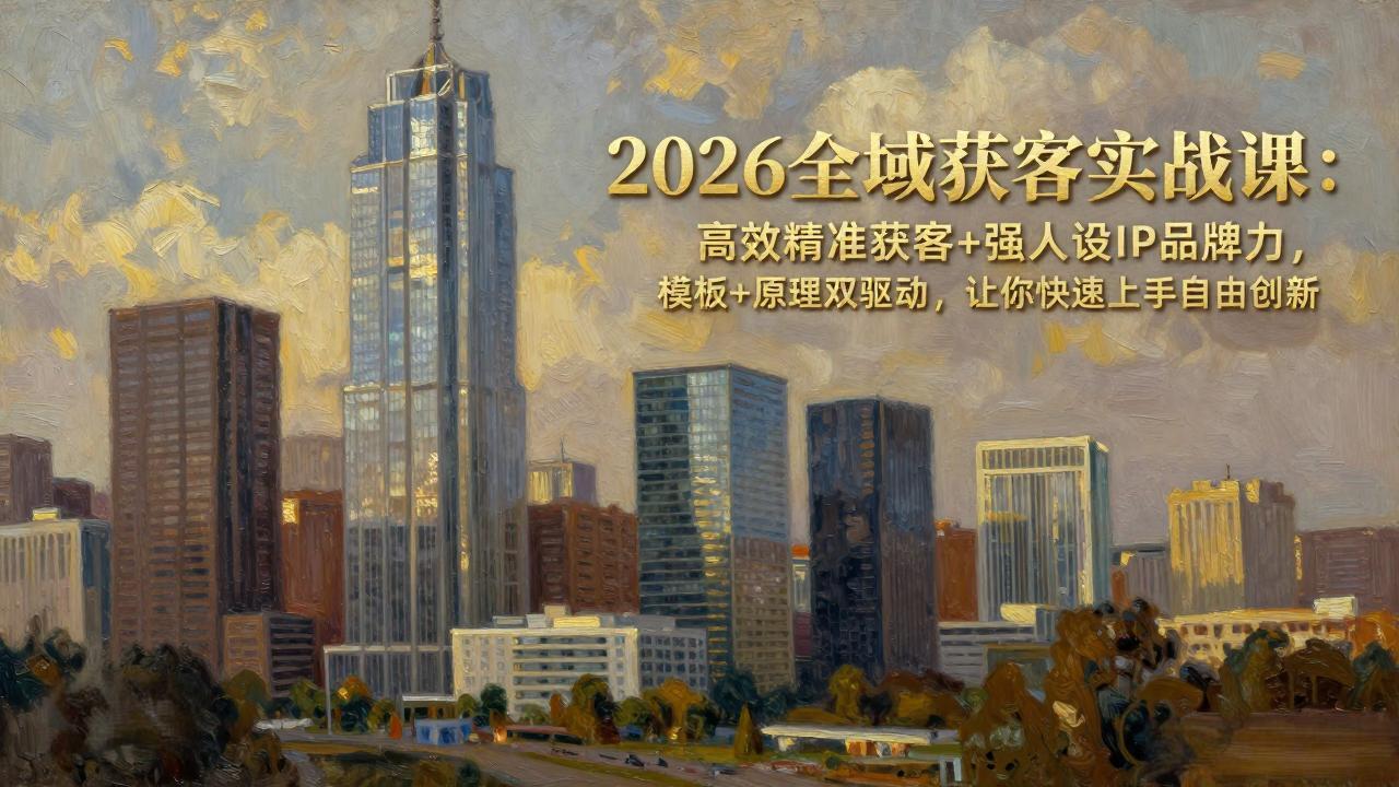 2026全域获客实战课：高效精准获客+强人设IP品牌力，模板+原理双驱动，让你快速上手自由创新-禾谷轻创网