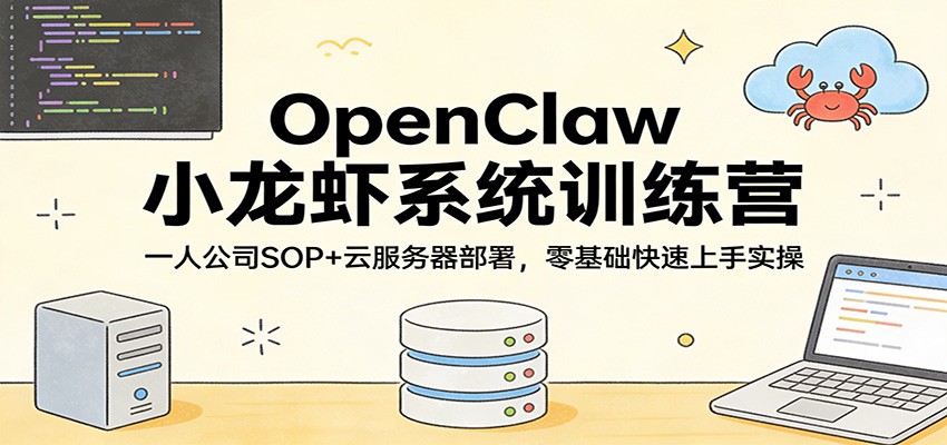 OpenClaw小龙虾系统训练营：一人公司SOP，云服务器部署，零基础快速上手实操-禾谷轻创网