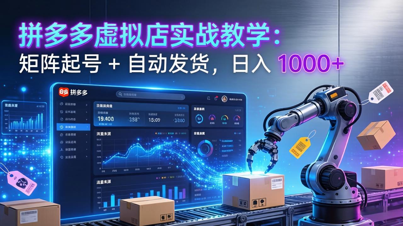 拼多多虚拟店实战教学：矩阵起号 + 自动发货，日入 1000+-禾谷轻创网