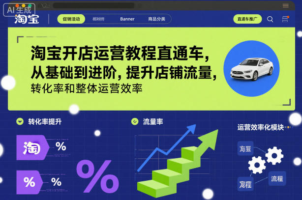 淘宝开店运营教程直通车，从基础到进阶，提升店铺流量，转化率和整体运营效率(更新26年3月)-禾谷轻创网