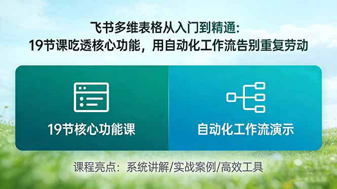 飞书多维表格从入门到精通：19节课吃透核心功能，用自动化工作流告别重复劳动-禾谷轻创网