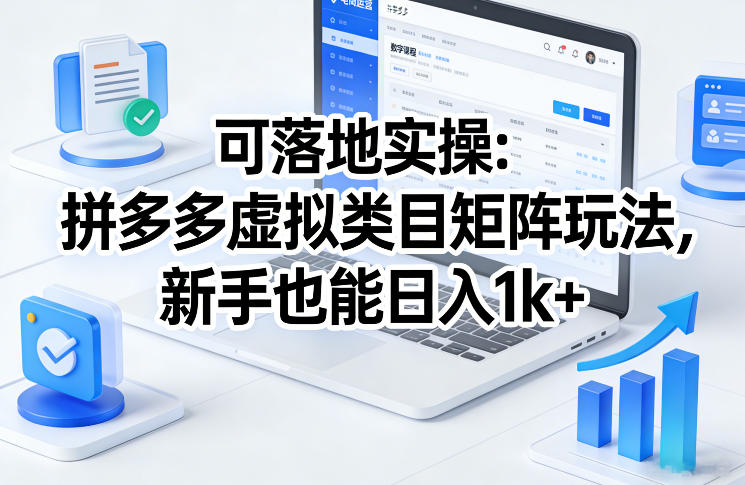 可落地实操：拼多多虚拟类目矩阵玩法，新手也能日入1k+【揭秘】-禾谷轻创网