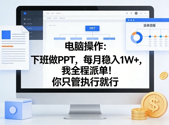 电脑操作：下班做PPT，每月稳入1W+，我全程派单！你只管执行就行【揭秘】-禾谷轻创网
