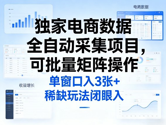 独家电商数据全自动采集项目，可批量矩阵操作，单窗口日入3张+，稀缺玩法闭眼入【揭秘】-禾谷轻创网