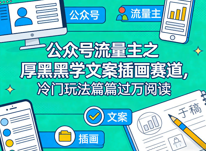 公众号流量主之厚黑学文案插画赛道，冷门玩法篇篇过万阅读-禾谷轻创网
