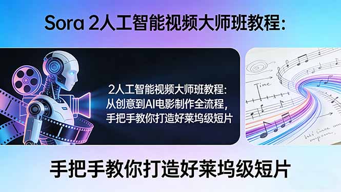 Sora 2人工智能视频大师班教程：从创意到AI电影制作全流程，手把手教你打造好莱坞级短片-禾谷轻创网