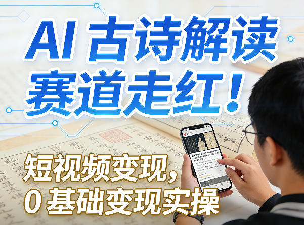 AI古诗解读赛道走红！短视频变现，0基础变现实操-禾谷轻创网