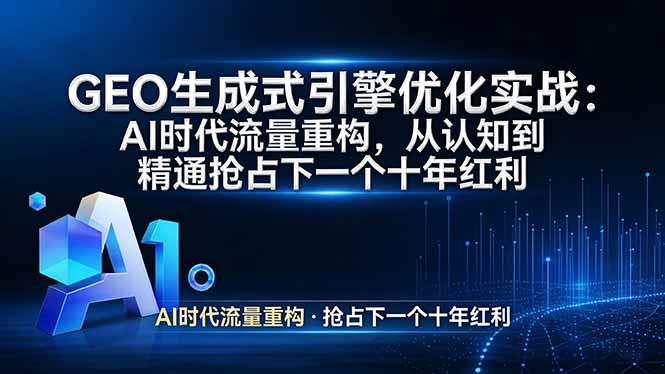 GEO 生成式引擎优化实战：AI时代流量重构，从认知到精通抢占下一个十年红利-禾谷轻创网