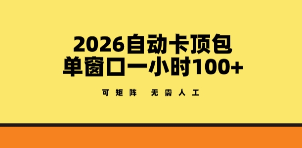 2026自动卡顶包玩法，单窗口一小时100+，可矩阵操作，无需人工【揭秘】-禾谷轻创网