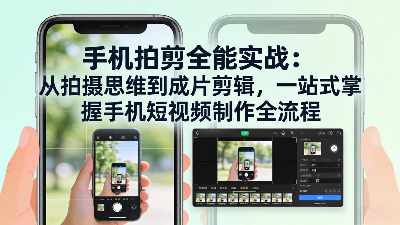 手机拍剪全能实战：从拍摄思维到成片剪辑，一站式掌握手机短视频制作全流程-禾谷轻创网