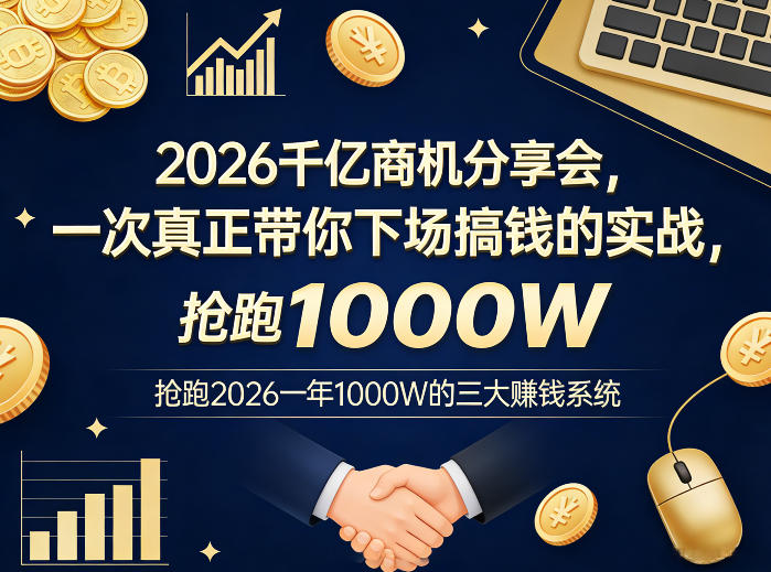 2026千亿商机分享会，一次真正带你下场搞钱的实战，抢跑2026一年1000W的三大賺钱系统-禾谷轻创网