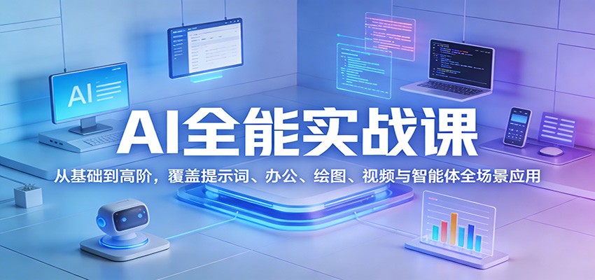 AI全能实战课：从基础到高阶，覆盖提示词、办公、绘图、视频与智能体全场景应用-禾谷轻创网