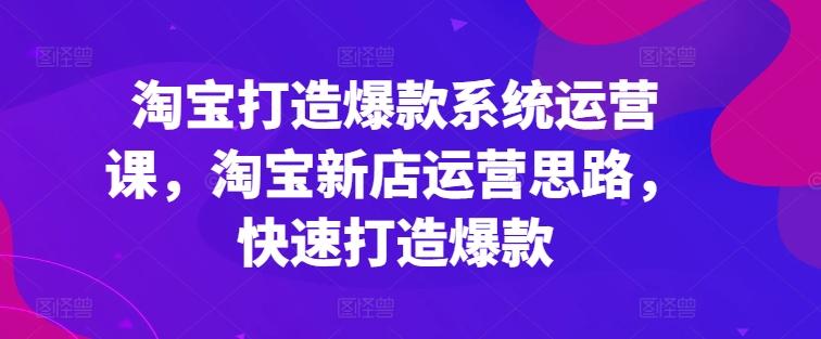 淘宝打造爆款系统运营课，淘宝新店运营思路，快速打造爆款-禾谷轻创网