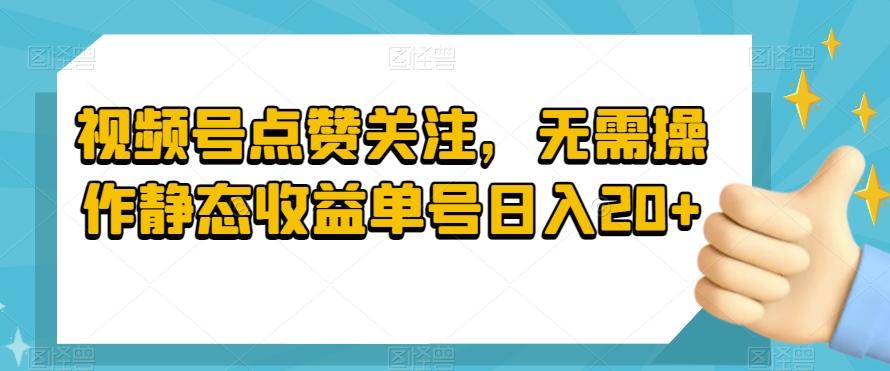 视频号点赞关注，无需操作静态收益单号日入20+-禾谷轻创网