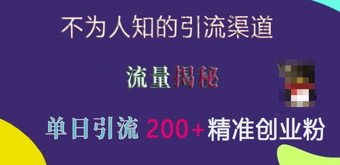 不为人知的引流渠道，流量揭秘，实测单日引流200+精准创业粉【揭秘】-禾谷轻创网