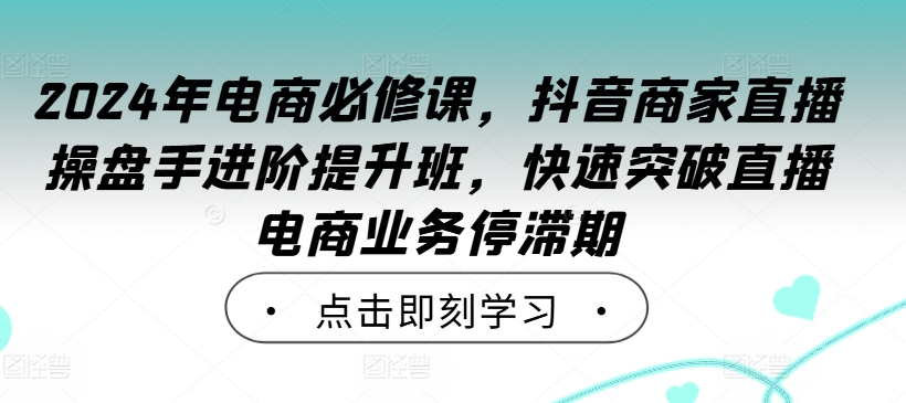2024年电商必修课，抖音商家直播操盘手进阶提升班，快速突破直播电商业务停滞期-禾谷轻创网