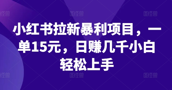 小红书拉新暴利项目，一单15元，日赚几千小白轻松上手【揭秘】-禾谷轻创网