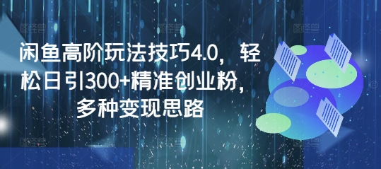 闲鱼高阶玩法技巧4.0，轻松日引300+精准创业粉，多种变现思路-禾谷轻创网