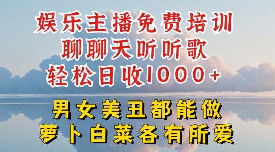 娱乐主播免费培训聊聊天听听歌轻松日收1K+，男女美丑都能做萝卜白菜各有所爱【揭秘】-禾谷轻创网