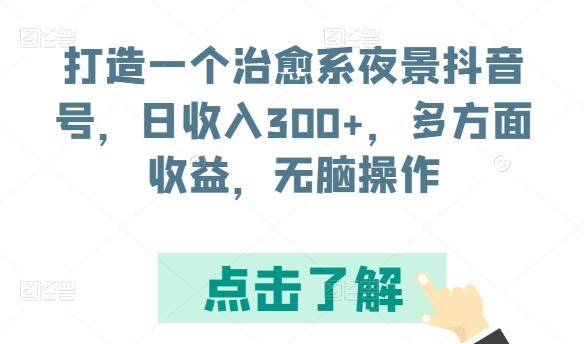 打造一个治愈系夜景抖音号，日收入300+，多方面收益，无脑操作【揭秘】-禾谷轻创网