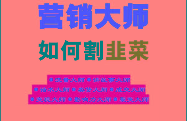 《营销大师如何割韭菜》禁止外传的大师绝学电子书-禾谷轻创网