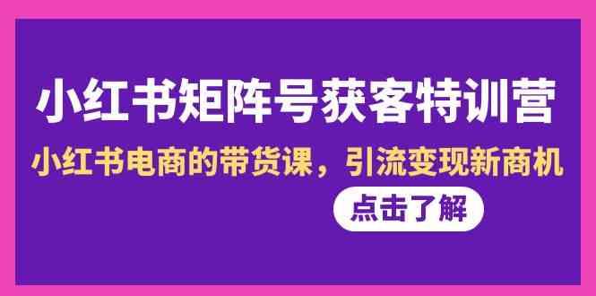 小红书矩阵号获客特训营-第10期，小红书电商的带货课，引流变现新商机-禾谷轻创网