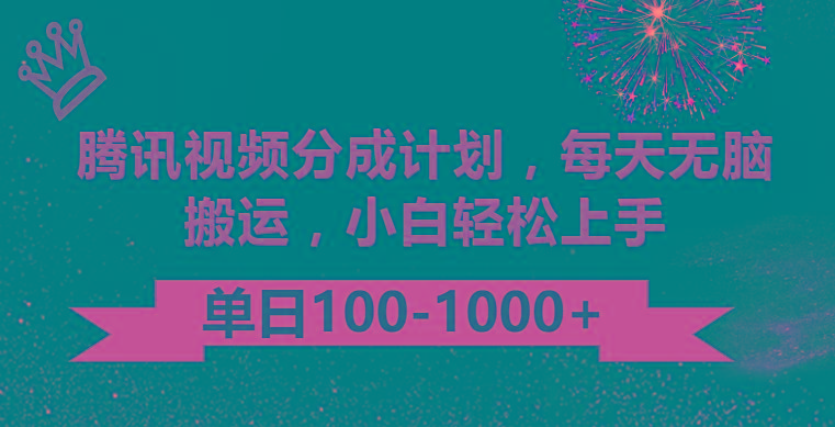 腾讯视频分成计划最新玩法，无脑搬运，日入100-1000-禾谷轻创网
