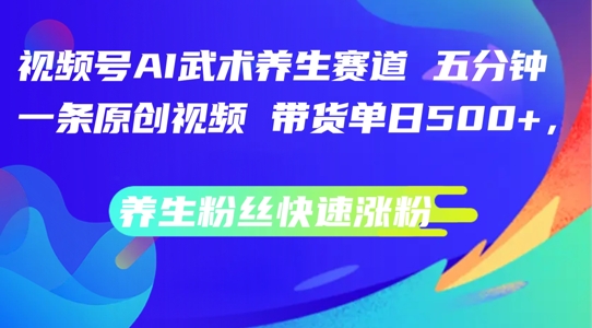 视频号AI武术养生赛道，五分钟一条原创视频，带货单日几张，养生粉丝快速涨粉【揭秘】-禾谷轻创网