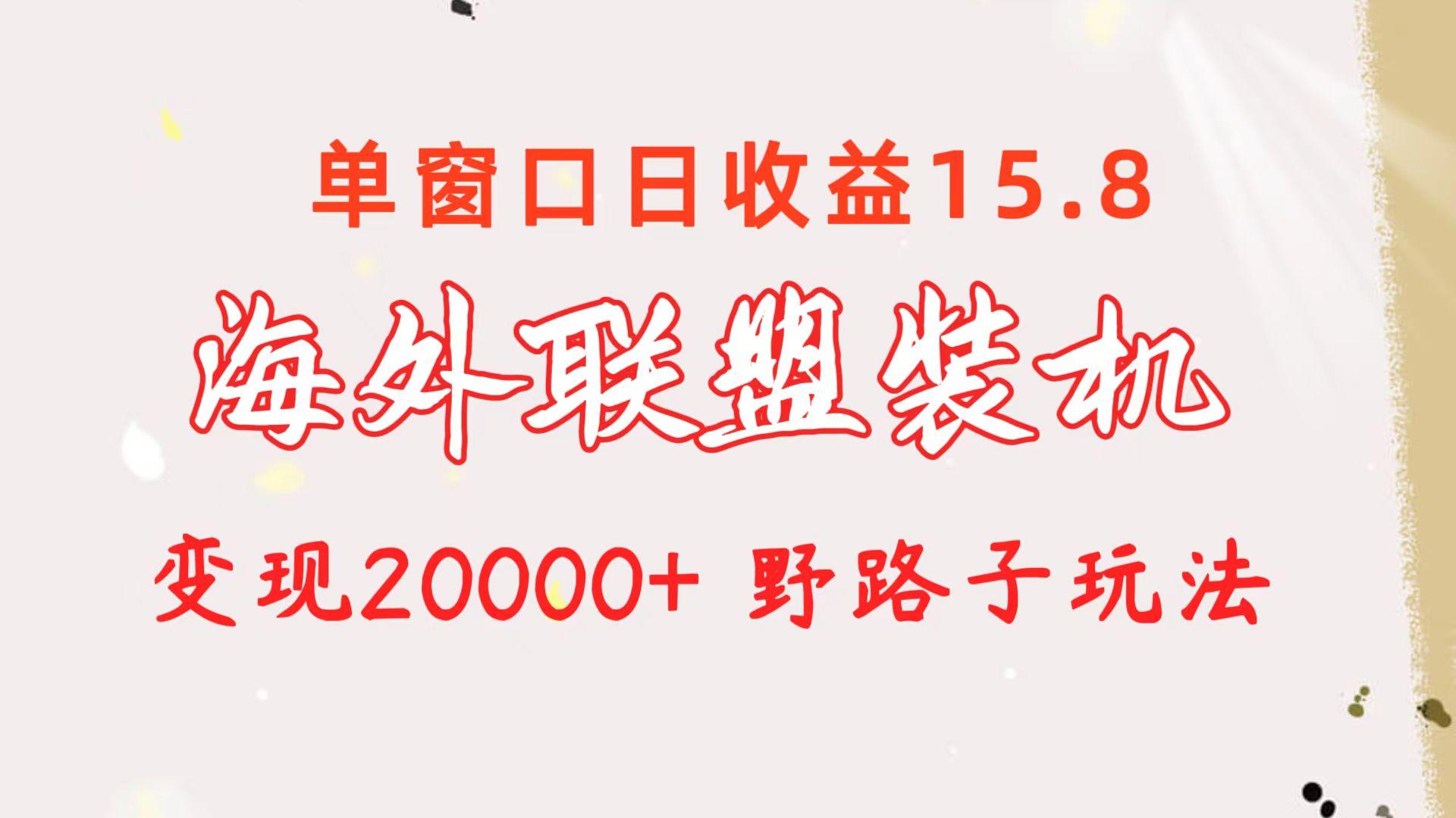 海外联盟装机 单窗口日收益15.8  变现20000+ 野路子玩法-禾谷轻创网