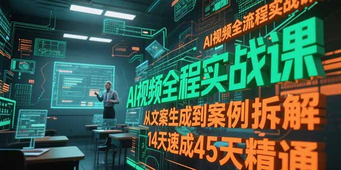 AI视频全流程实战课，从文案生成到案例拆解，14天速成45天精通-禾谷轻创网
