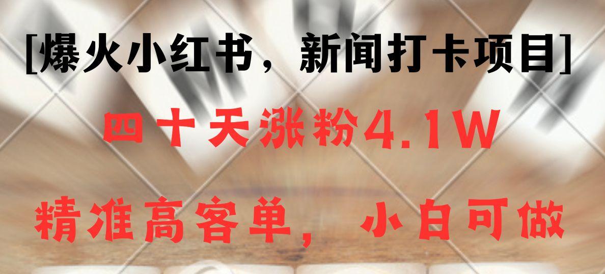 新闻打卡项目，小红书40天涨粉4.1w，高客单精准粉，变现能力超强-禾谷轻创网