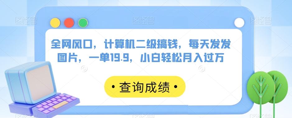 全网风口，计算机二级搞钱，每天发发图片，一单19.9，小白轻松月入过万【揭秘】-禾谷轻创网